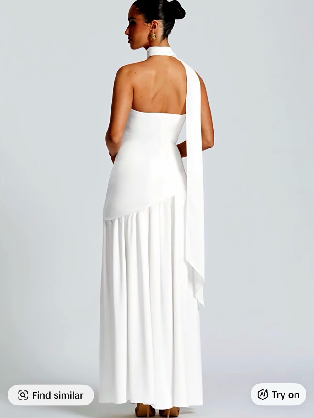 Elegant White Halter-Back Maxi Dress